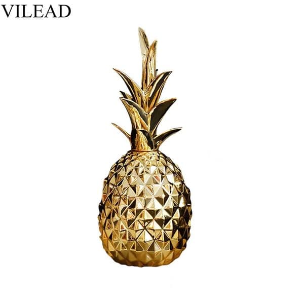 Vilead 30cm Ceramic Pineapple Statue Gold White Black Figurines Centerpiece Living Room Home Decor Office Bookshelf Decoration