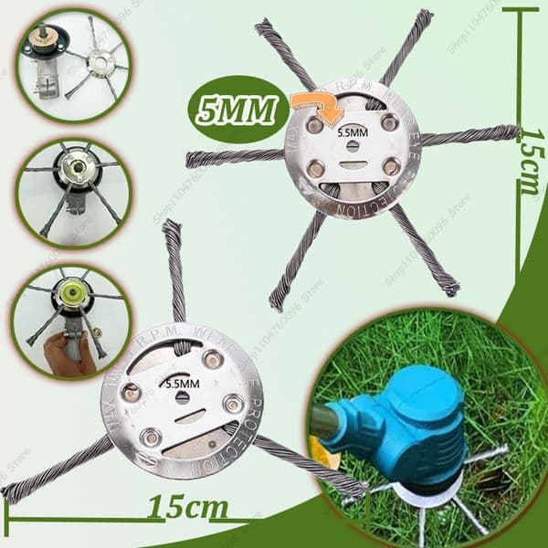2/1PCS Steel Wire Grass Trimmer Head - Universal Brush Cutter Steel Head For Lawn Mower Edging - 6Inch Replacement Trimmer Blade