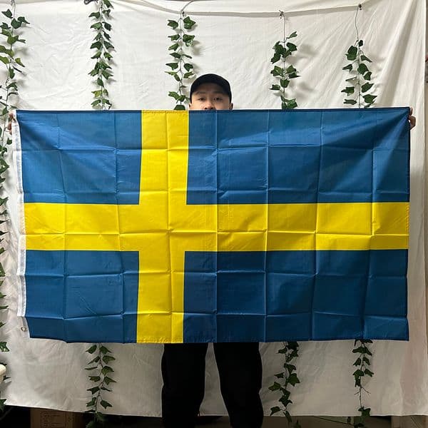 TIKI FLAG Sweden Flag 3x5fts 90x150cm polyester Konungariket Sverige Sweden National hanging Flag for decoration