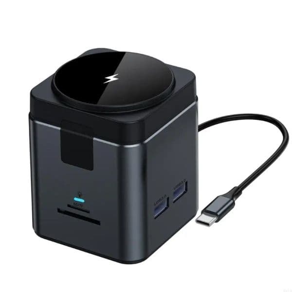 Portable Magnetically Attachable USB Hub with Qi Wireless Charge Support