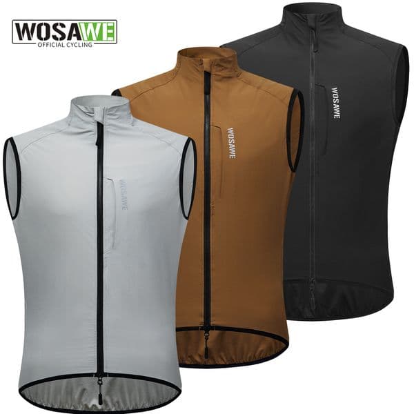 WOSAWE Lightweight Cycling Vest Men Women Reflective Windproof MTB Bike Windbreaker Mesh Back Running Gilet Wind Vest Jacket