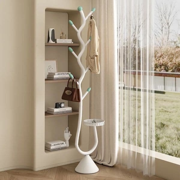 Living Room Coat Rack Entrance Foyer Tree Branch Hanging Clothes and Bag Rack Floor Standing Storage Shelf for Clothes and Hats