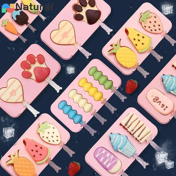 Silicone Ice Cream Mold Diy Cartoon Animal Fruit Popsicle Mould with Lid and Stick Ice Cube Maker Kitchen Tools Accessories