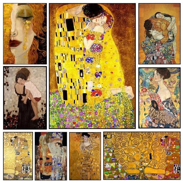 Gustav Klimt Freya Tears Kiss Figure Painting Art Scandinavian Canvas Painting Posters and Prints Living Room Wall Pictures