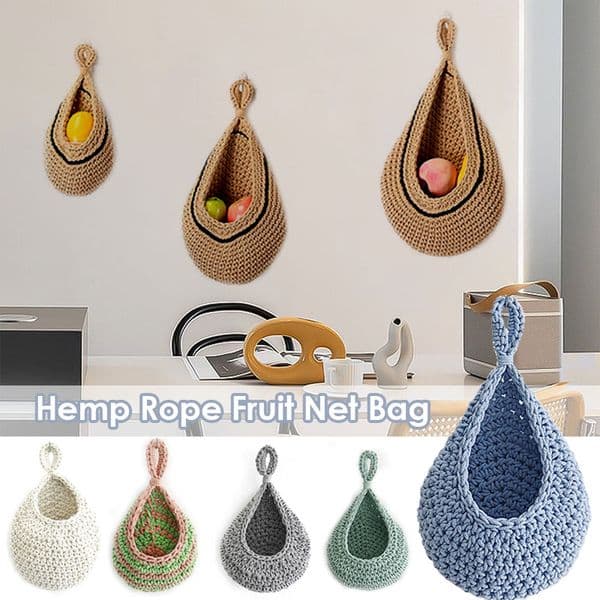 3 Pcs Wall Hanging Fruit Basket Bohemian Style Handwoven Wall Hanging Baskets For Kitchen Potato Onion Vegetable Storage Basket