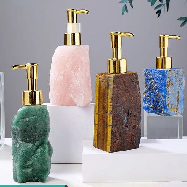 Natural Crystal Raw Stone Liquid Dispensing Bottle Hotel Shower Gel Shampoo Press-type Dispensing Bottle Crystal Soap Dispenser