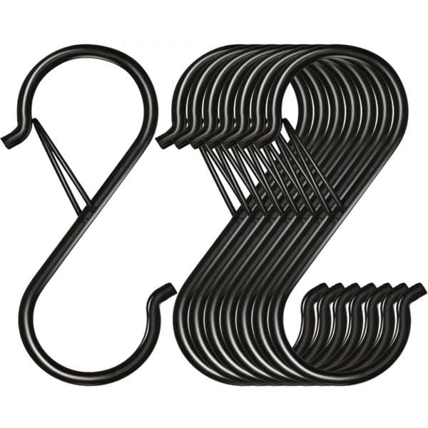 8/16 PCS S Hooks with Safety Buckle, Heavy Duty Metal S Shaped Hooks for Hanging Plants, Kitchen Utensil, Clothes, Pot,etc.