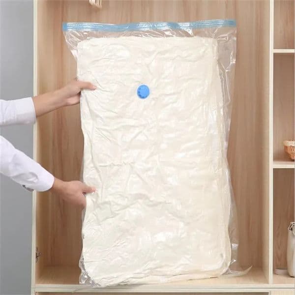 1PC Folding Vacuum Storage Bag Transparent Large Vacuum Bag Clothes Organizer Compressed Clothes Quilt Space Saving