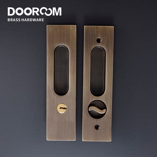 Dooroom Brass Sliding Door Lock Modern American Push Pull Hidden Handle Interior Living Room Bathroom Balcony Lockset With Keys