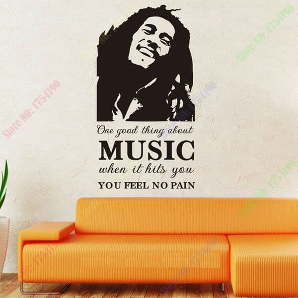 New Creative Wall Decal Music Art Feel No Pain Decals DIY Durabe Quality Vinyl Wall Sticker Bedroom Free Shipping