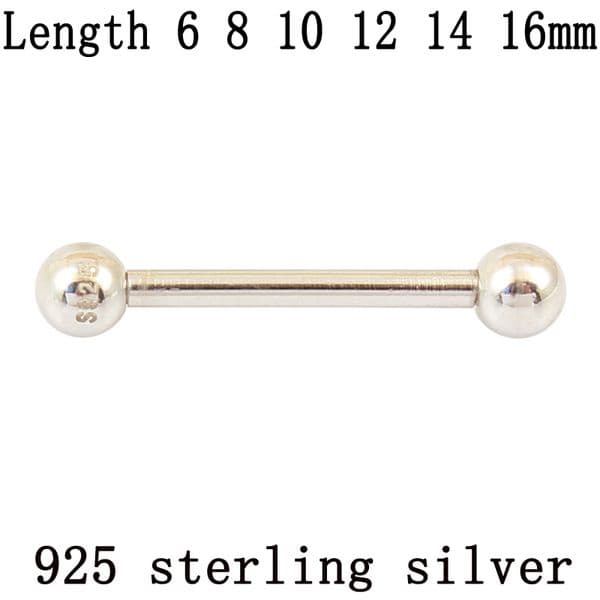 925 sterling silver body jewelry barbell pure S925 16G nipple ring tongue ring eyebrow nail tongue body piercing ONE PIECE