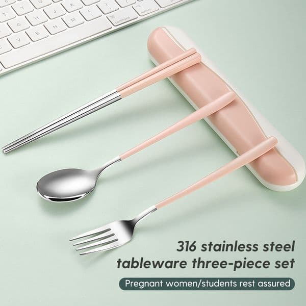 316 Stainless Steel Tableware Set Children Students Travel Portable Cutlery Set Fork Spoon Chopsticks Work Dinnerware Set Gift