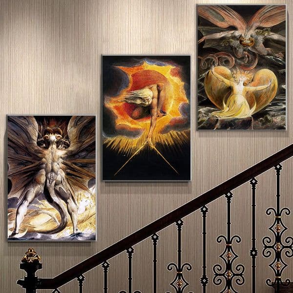 Devout Christian William Blake Jesus and Angel Classic Poster Prints Canvas Painting Wall Art Picture Living Room Home Decor