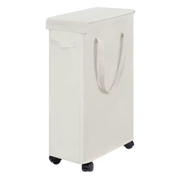 27.6inch Oxford Fabric Laundry Basket with Wheels - Foldable Clothes Hamper, Toy Storage Bag & Bathroom Laundry Basket