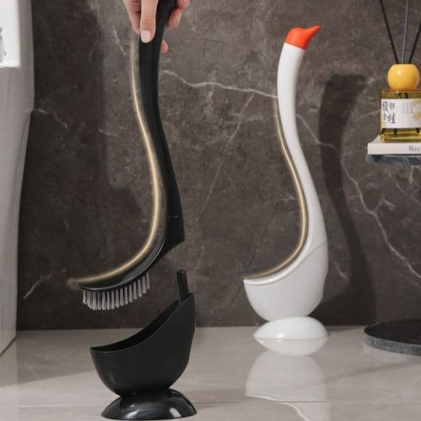 Swan Shape Long Handle Toilet Brush Cartoon Plastic Toilet Plunger Household Dense Bristle Head Toilet Cleaning Brush Home Use