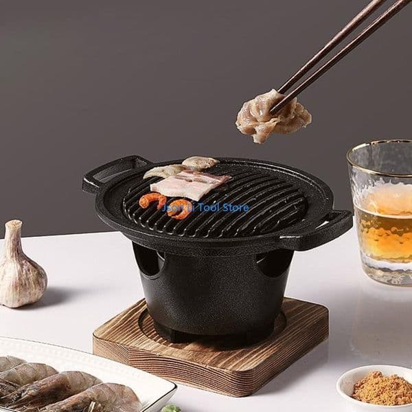 Y08D Utility Indoor Outdoor BBQ Oven Non with Stable Base Hibachi Grill Roasting Pan Household Stove