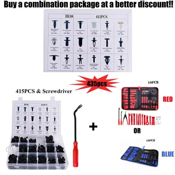 Car Fixing Clip, Automatic Push Nail Rivet Set, Fastener Disassembly Tool, Door Interior Panel Clip, 19pcs Tool Kit Combination