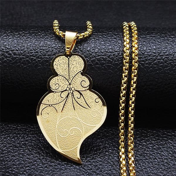 Flower Jesus Sacred Heart Stainless Steel Necklaces Gold Color Long Chain Jewelry chaine acier inoxydable 2952-QKC