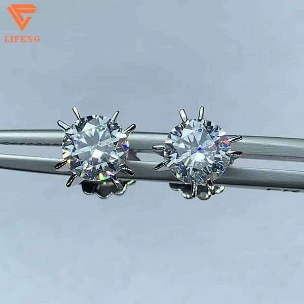 Customizable Sier Moissanite Dia Stud Earrings for Women Gemstone Jewelry