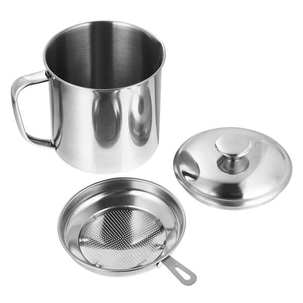 Kitchen Oil Container Can with Strainer for Store Meat Bacon Grease Container Frying Oil and Cooking Grease Storage