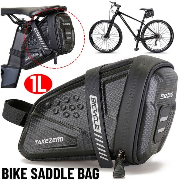 1/2.5L Bicycle Saddle Bag Shockproof Bike Saddle Bag For EVA Hard Shell Refletive Large Capatity 1L MTB Bike Bag Accessories