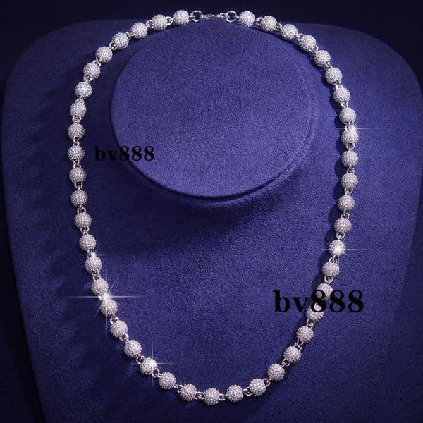 New Style Hip Hop Rapper Jewelry Bling Sterling Silver 8mm Moissanite Iced Out Ball Chain