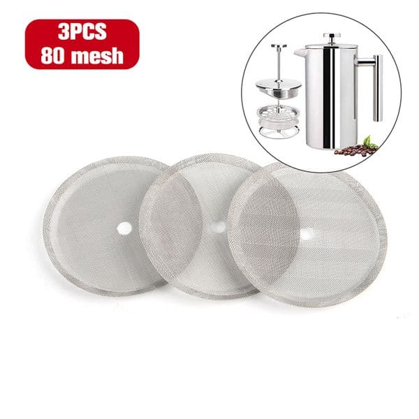 3 PCS of reusable stainless steel French filter press coffee machine, detachable mesh filter, coffee pot filter cartridge