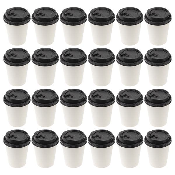 50pcs Disposable Coffee Cups Insulation Takeaway Double-Layer Paper Cup Disposable Takeaway Double Layer Coffee Cup with Lid
