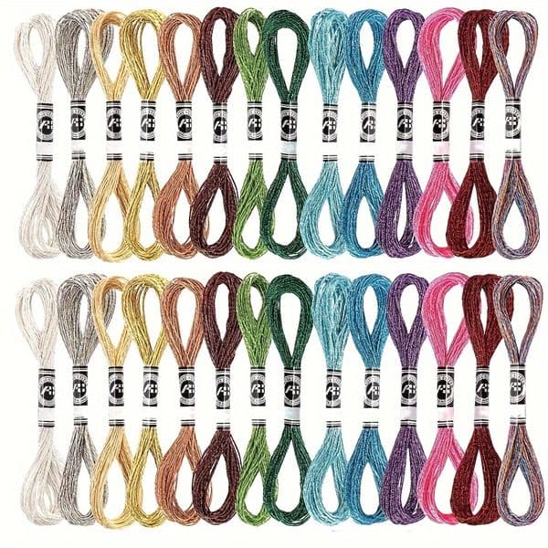 28 Skeins Metallic Embroidery Floss 12 PLY Embroidery Threads Cross Stitch Thread for Friendship Bracelets DIY Embroidery Thread