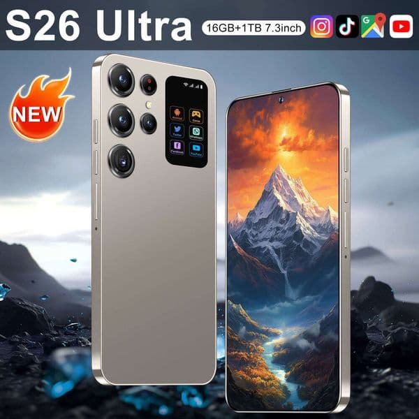 i15 i16 5G New S26 Ultra Android 14 7.3inch Perforated Large Screen Hot-Selling 4G Smartphone