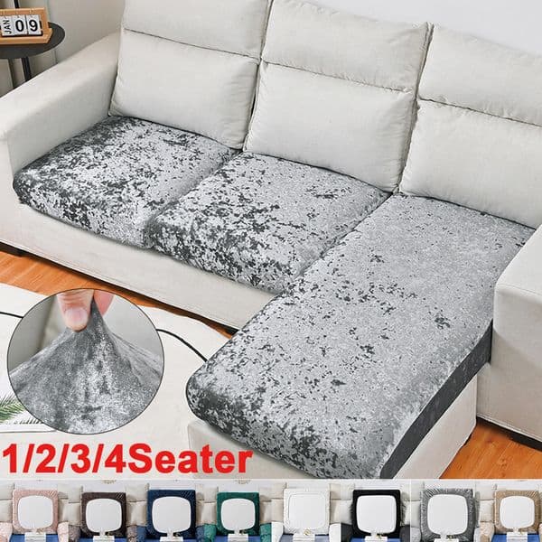 1/2/3/4Seater Crushed Velvet Sofa Seat Covers Plush Stretch Sofa Cushion Covers Elastic Couch Slipcover for Living Room Decor