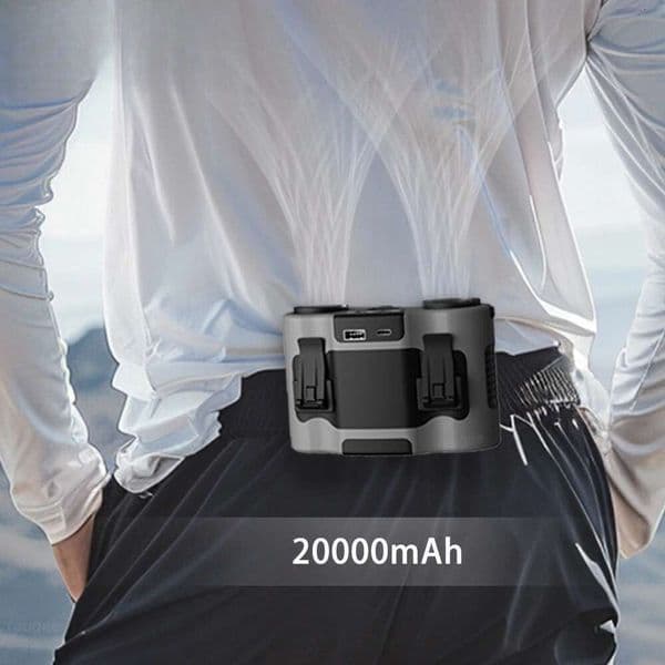 Clip Portable Outdoor Camping Waist With Power Bank 20000Mah Rechargeable Double Air Outlet Mini Hanging Neck Fan