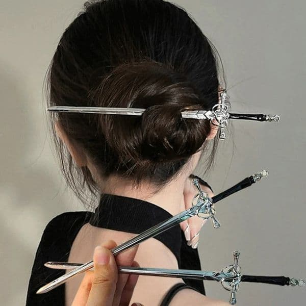 Gothic Punk Metal Sword Hairpin Chinese Style Hair Sticks DIY Hairstyle Harajuku Vintage Headwear Hair Accessories Jewelry Gifts