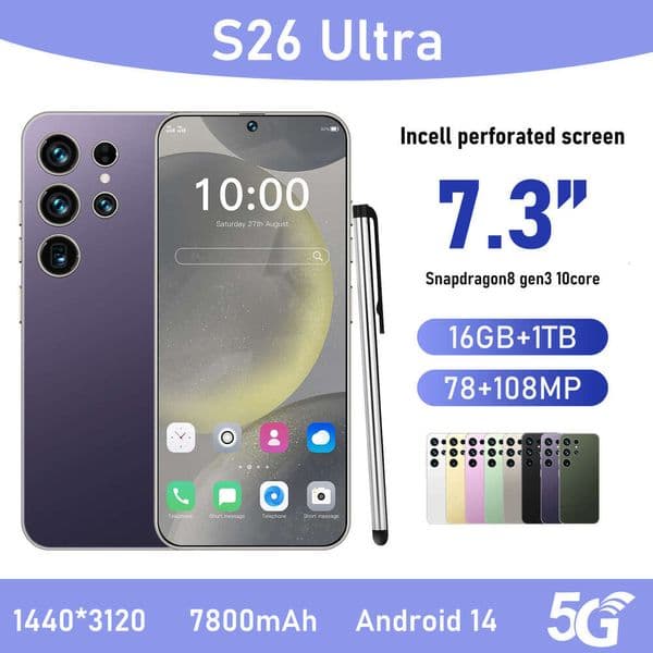i15 i16 5G Smartphone S26 Ultra Brand New Phone 16+1T Android 7.3inch Exclusive