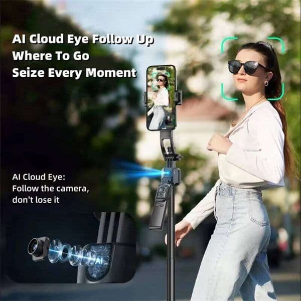 Elect-C17 Monopod 360° Auto-Rotation AI Tracking Shootings Tripod Bluetooth Shutter For Phone Holder Wireless Selfie Stick