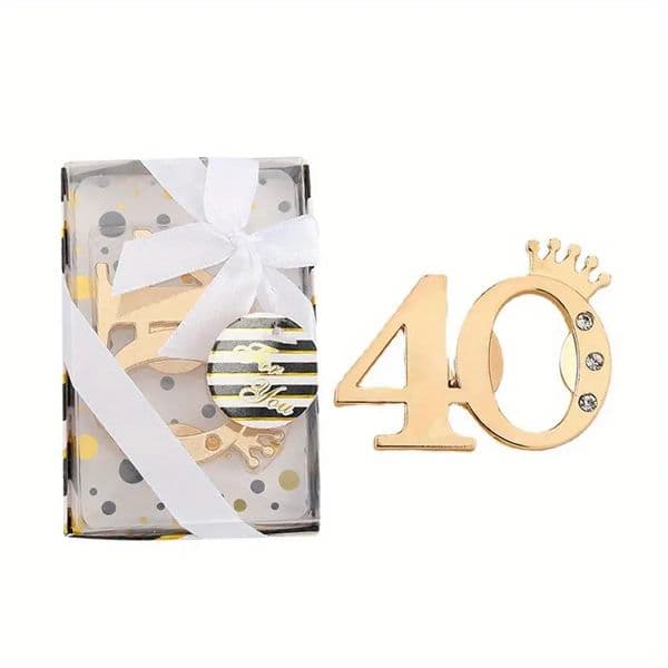 1pc Crown 40th Bottle Opener for Birthday Party Gifts for Guests Packing Box for Company Bar Celebration Souvenirs Funny Opener