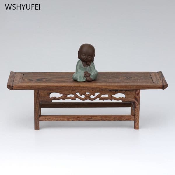 1 Pc Solid Wood Base Buddha Statue Altar Living Room Micro Furniture Home Decoration Display Table for Ornaments Tea Set Base