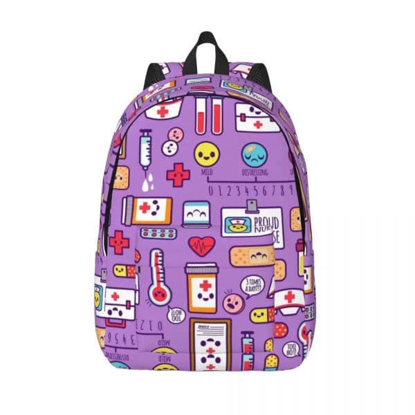 Proud To Be A Nurse Canvas Backpacks for Women Men School College Student Bookbag Fits 15 Inch Laptop Health Care Nursing Bags
