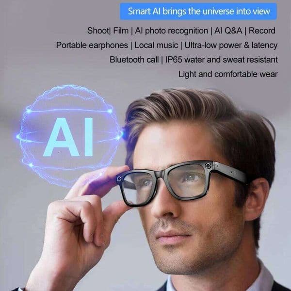 Smart AI Translation 100+ Languages Photo Recognition Camera Sunglasses Anti Blue Light Video Recording Glasses