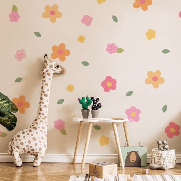 Boho Watercolor Plant Flowers Wall Stickers for Kids Rooms Children's Room Nursery DIY Wall Decals Home Decoration Wallpaper