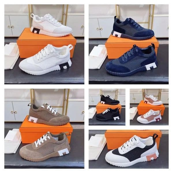 Designer Casual Bouncing Sneakers Shoes Men Women Running Shoe Antiskid Light Sole Platform Sneaker Suede Trainers Breathable Mesh Trainer