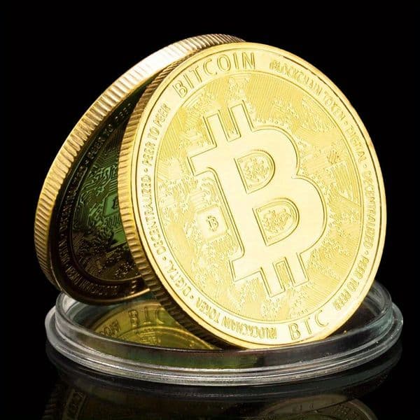 Bitcoin Collectible Golden Plated Souvenir Crypto Coin Non-currency Physical Cryptocurrency Coin Collection Commemorative Coin