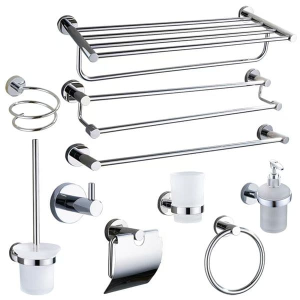 Stainless steel towel rack bathroom towel bar shelf bath towel rack bathroom single cup double cup hardware pendant set