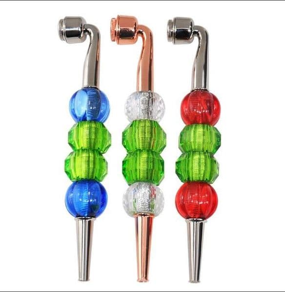 New Removable Metal Pipe Color Bead Plastic Pipe with Cover Aluminum Alloy Tobacco Fittings