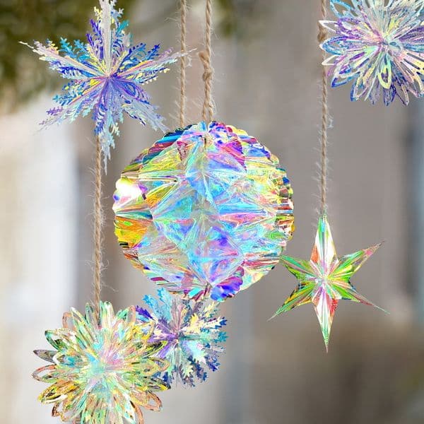 Christmas Decoration Glitter Star Snowflake Ball Wall Hanging Decorative Decor Colorful Party Ornaments Wedding Birthday