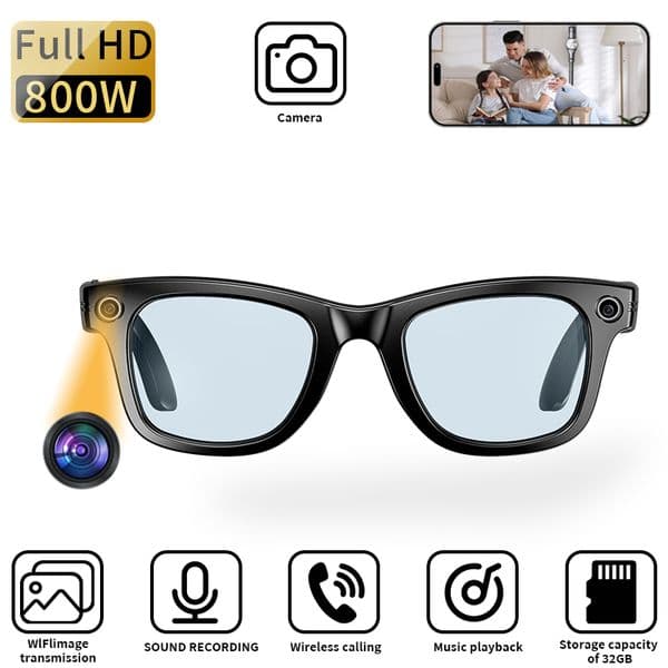 LIGE Camera Smart Sunglasses Video Recording Photo Recognition Eyeglasses Wireless Call Glasses Sports Headphones AI smart glasses Touch control