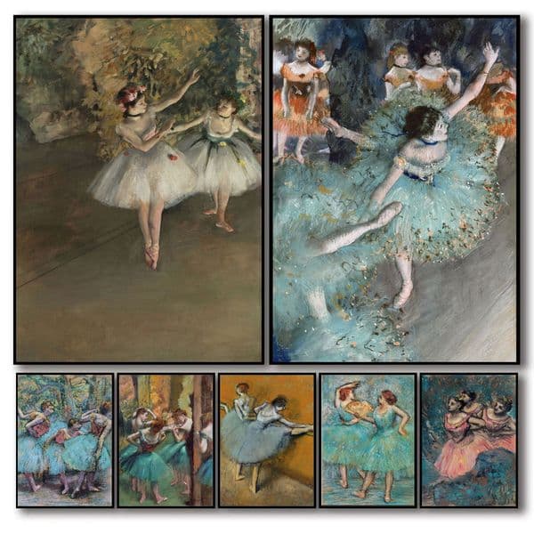 Impression Oil Painter Edgar Degas Ballerina Girl Pink Green Poster Canvas Painting Wall Art Pictures Home Decor