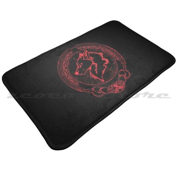 Kopie Von Red Fenris Wolf Mat Doorway Non-Slip Soft Water Uptake Carpet Werewolf Husky Wolf Dog Friendly Norse Mythology Moon