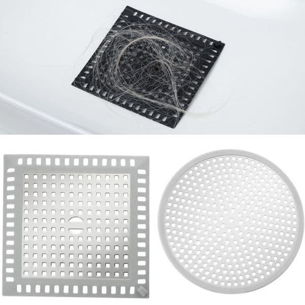 2pcs Floor Drains Cover Stainless Steel Square/Round Drain Hole Shower Hair Catcher Filter Stopper Anti-Clogging Cover Strainer