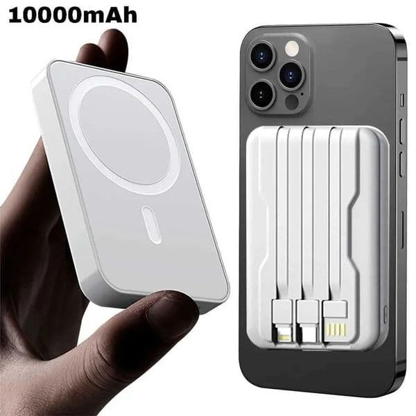 Magnetic power pack portable charger 10000mAh 15W wireless fast charger Android universal built-in cable mobile power bank Y241119